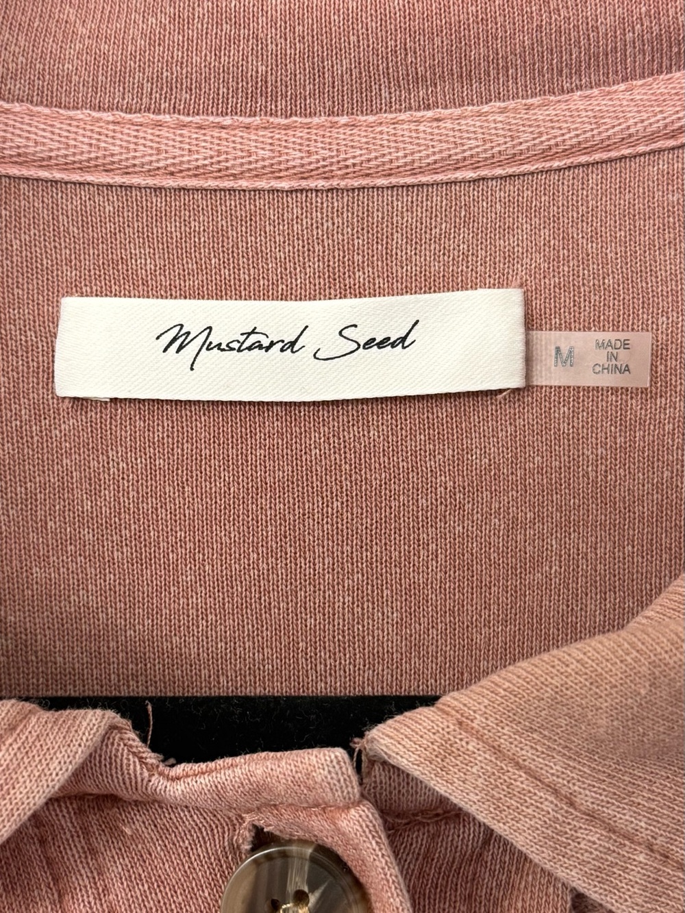 Mustard Seed Distressed Woman's Dusty Rose Button Up Long Sleeve Shirt-SIZE M - Picture 4 of 5